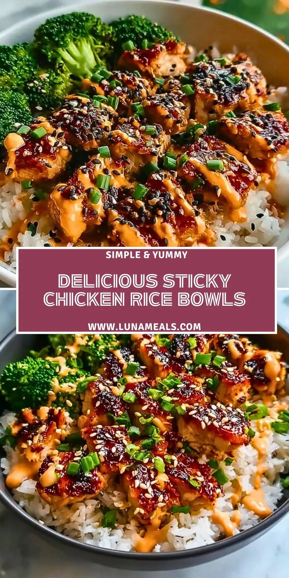 Delicious Sticky Chicken Rice Bowls Pin 1 (1)