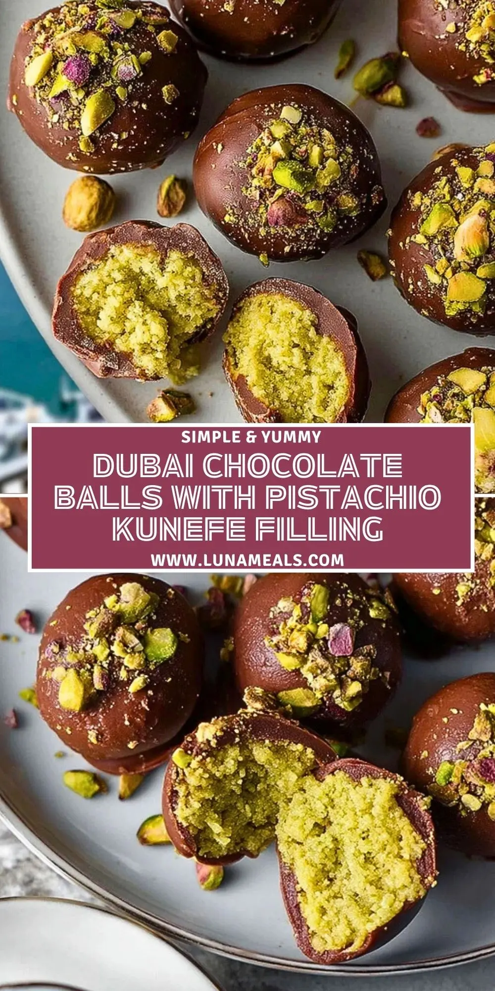 Dubai Chocolate Balls with Pistachio Kunefe Filling Pin 1
