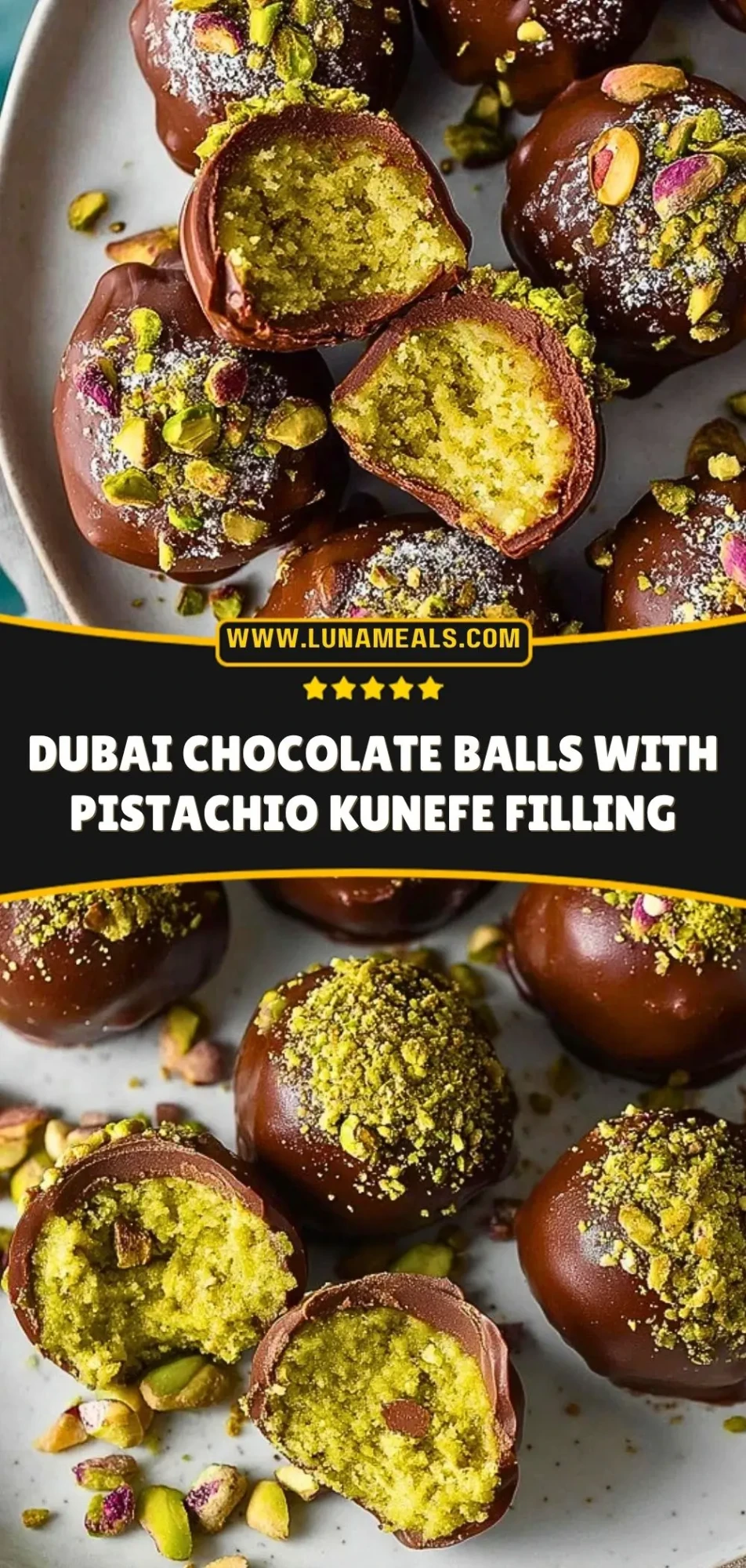 Dubai Chocolate Balls with Pistachio Kunefe Filling Pin 2