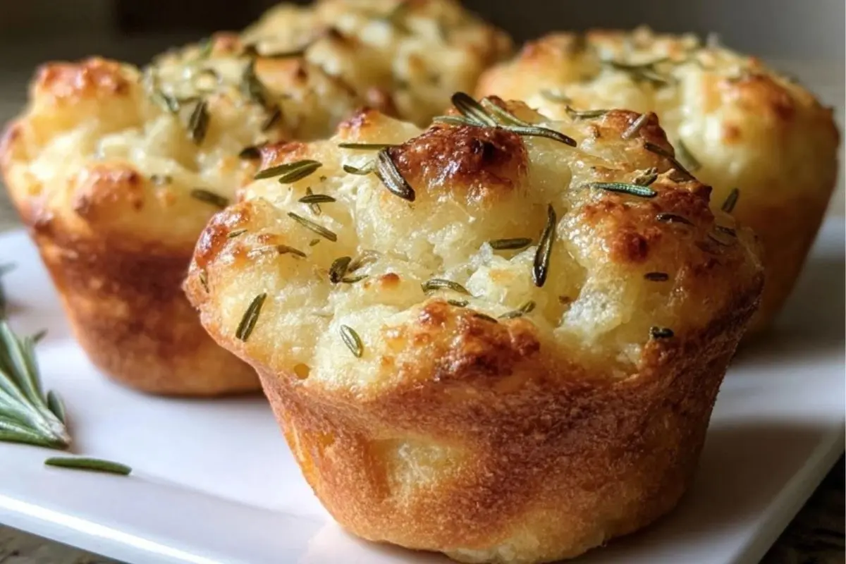 Easy Garlic Rosemary Focaccia Muffins