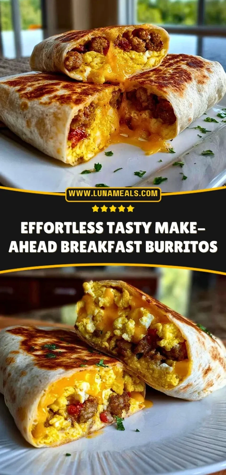 Effortless Tasty Make-Ahead Breakfast Burritos Pin 2