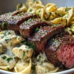 Garlic Butter Steak with Cheesy Alfredo Tortellini Bliss 1