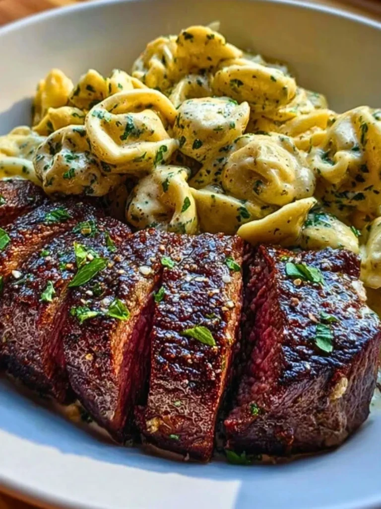 Garlic Butter Steak with Cheesy Alfredo Tortellini Bliss 2