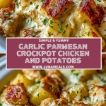 Garlic Parmesan Crockpot Chicken and Potatoes Pin 1