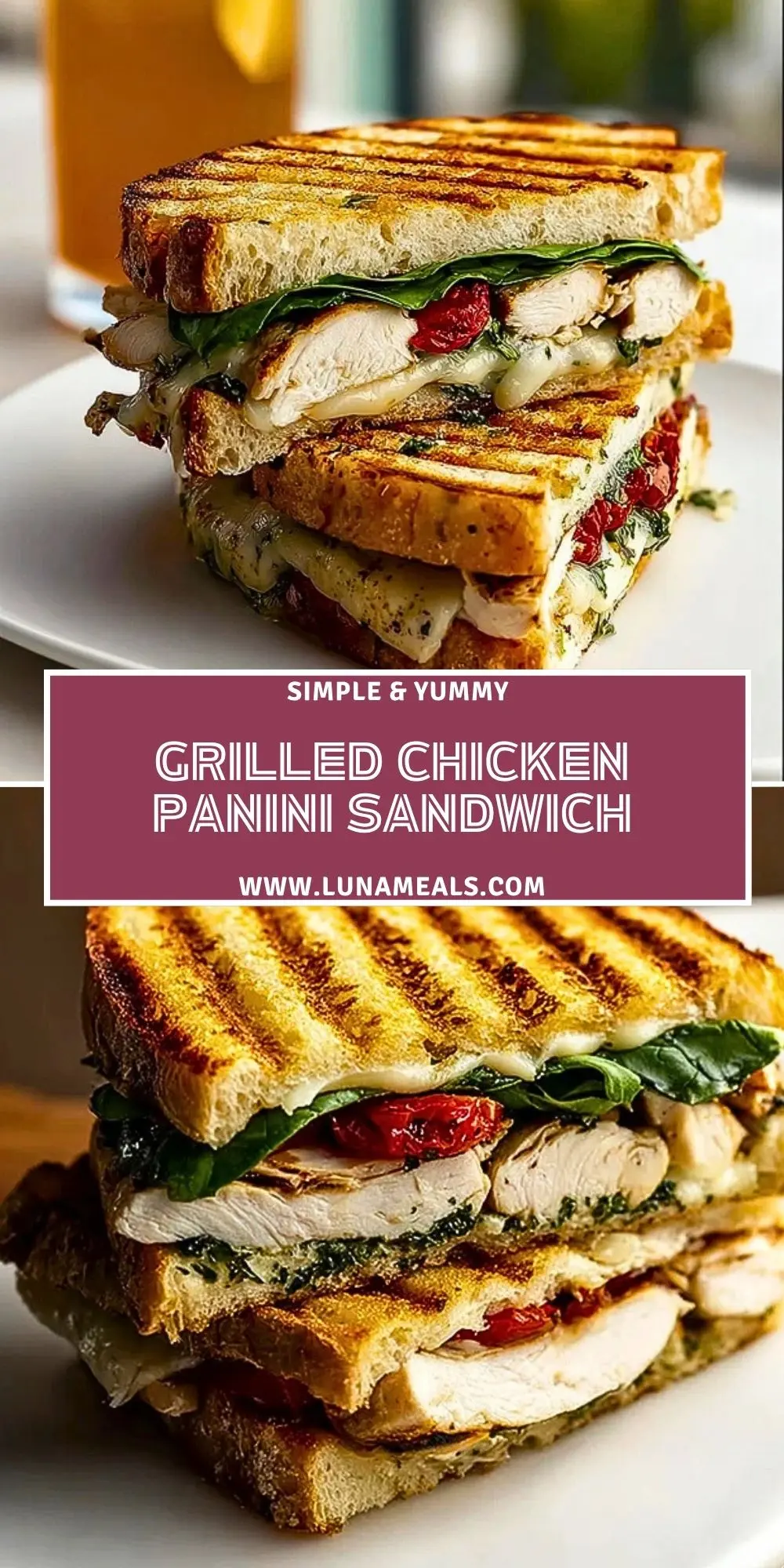 Grilled Chicken Panini Sandwich Pin 1