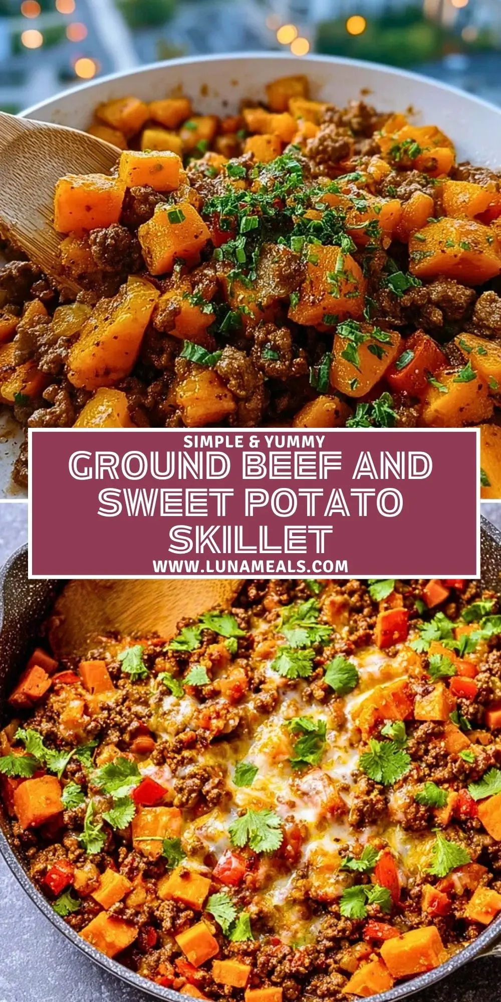 Ground Beef and Sweet Potato Skillet Pin 1