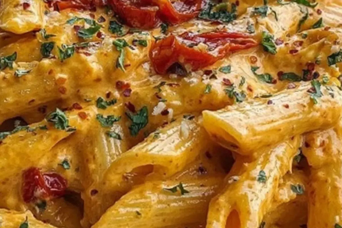High Protein Creamy Roasted Red Pepper Pasta