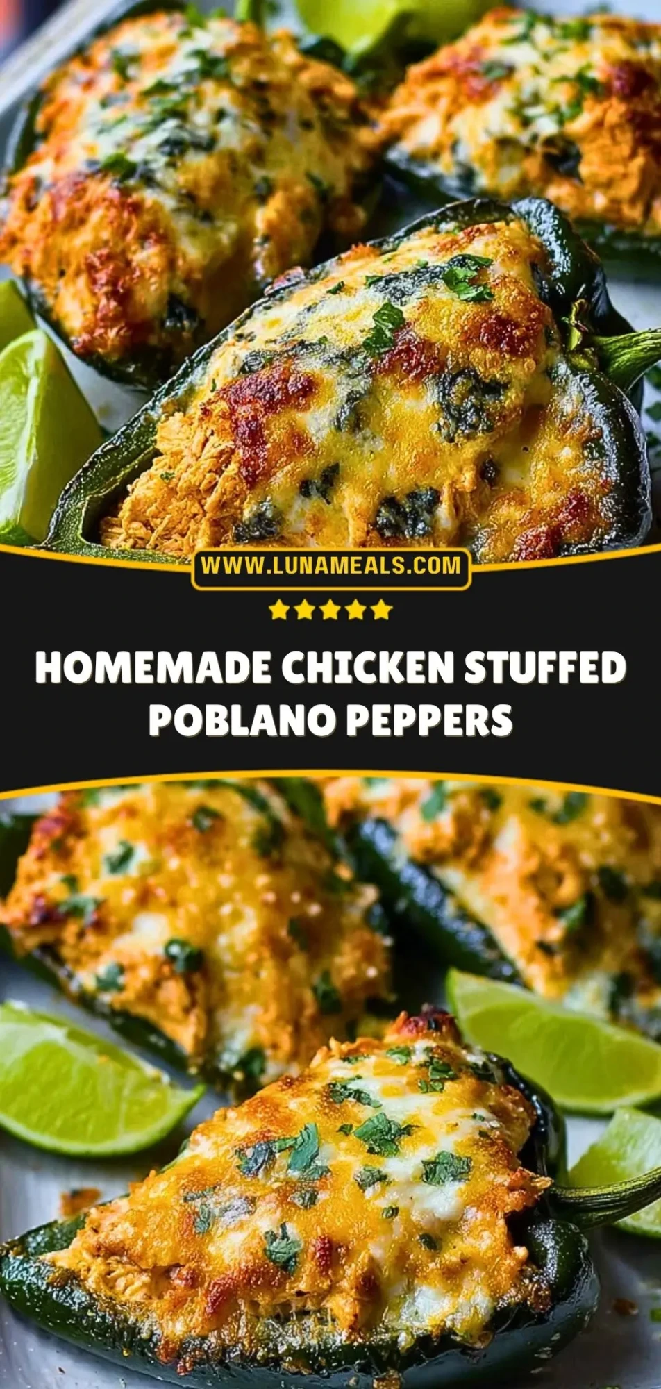 Homemade Chicken Stuffed Poblano Peppers Pin 2