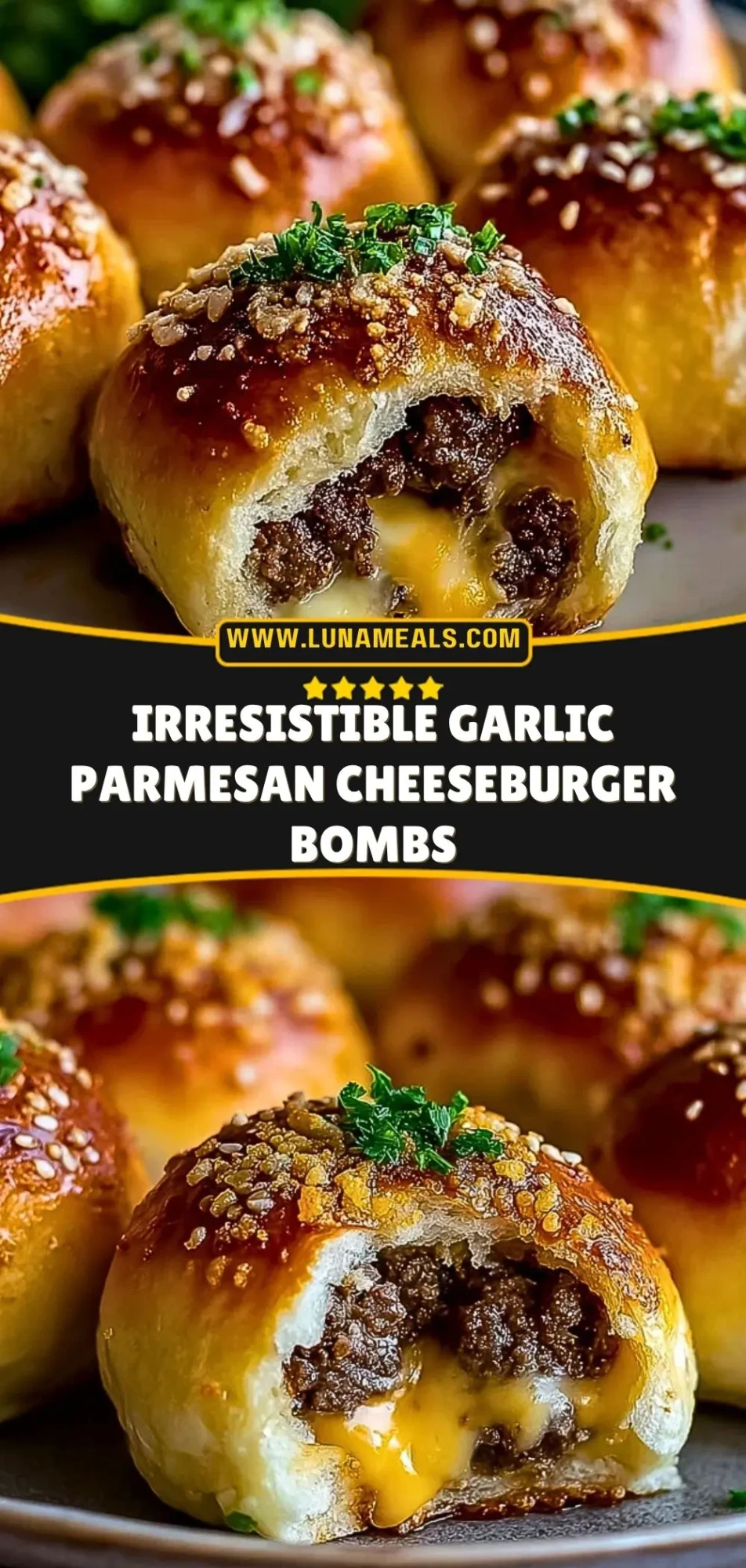 Irresistible Garlic Parmesan Cheeseburger Bombs Pin 2