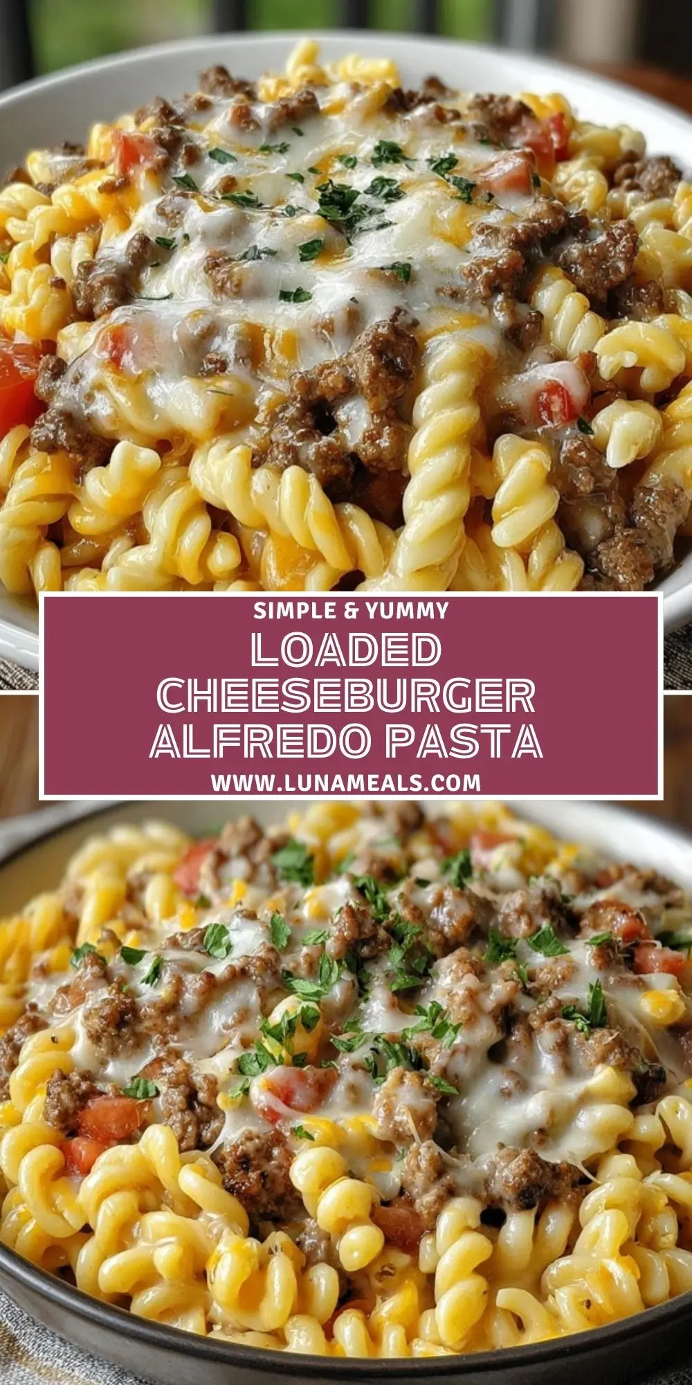 Loaded Cheeseburger Alfredo Pasta (2)