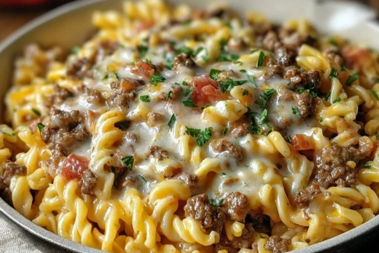 Loaded Cheeseburger Alfredo Pasta