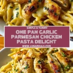 One Pan Garlic Parmesan Chicken Pasta Delight Pin 1