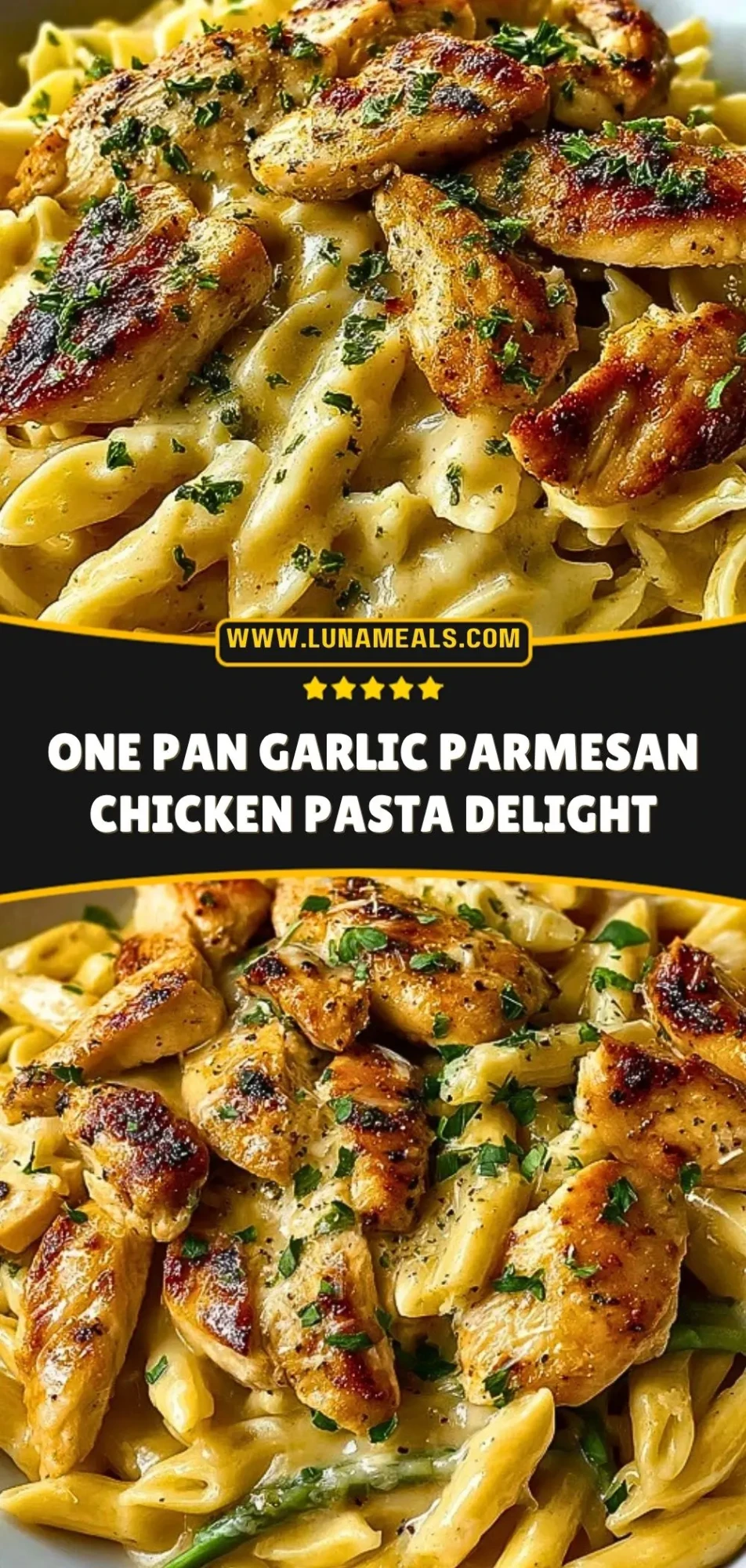 One Pan Garlic Parmesan Chicken Pasta Delight Pin 2