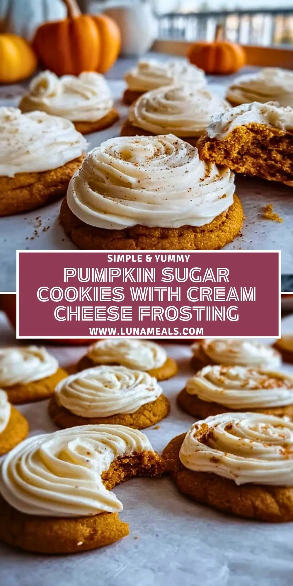 Pumpkin Sugar Cookies with Cream Cheese Frosting Pin 1
