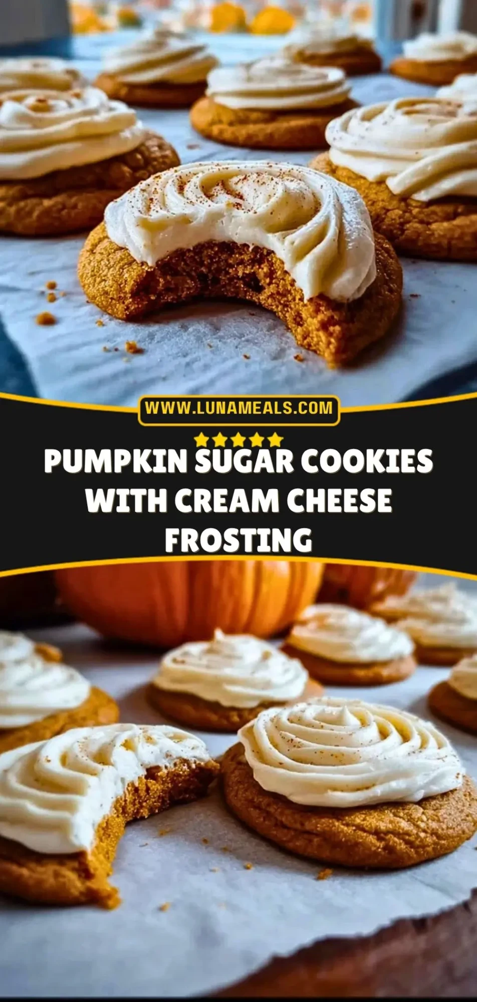 Pumpkin Sugar Cookies with Cream Cheese Frosting Pin 2