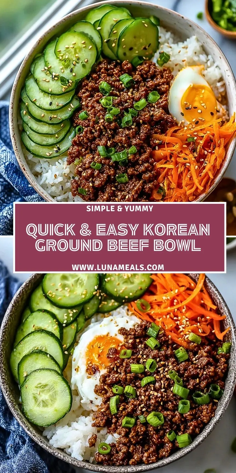 Quick & Easy Korean Ground Beef Bowl Pin 1