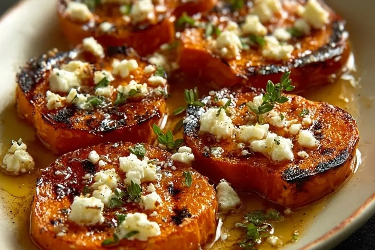 Roasted Sweet Potato Rounds with Honey & Feta 1