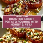 Roasted Sweet Potato Rounds with Honey & Feta Pin 1