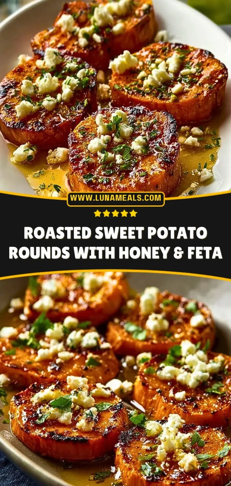 Roasted Sweet Potato Rounds with Honey & Feta Pin 2