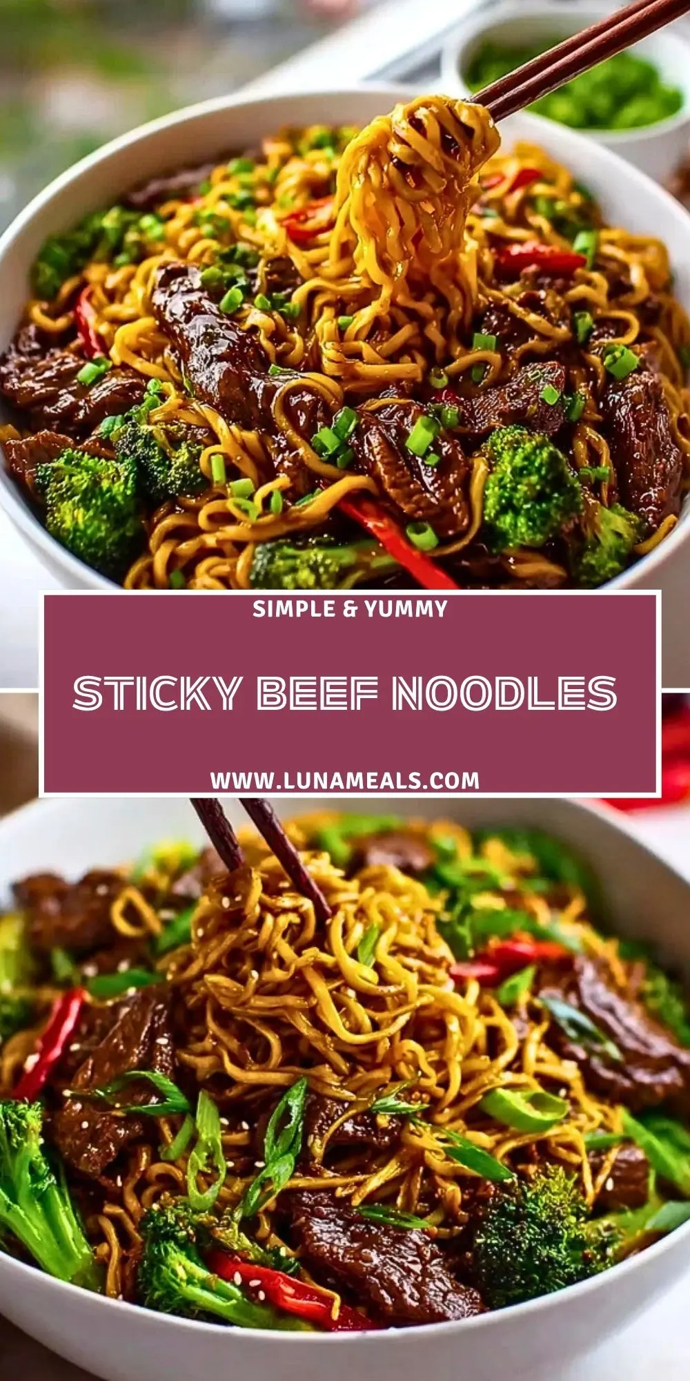 Sticky Beef Noodles Pin 1