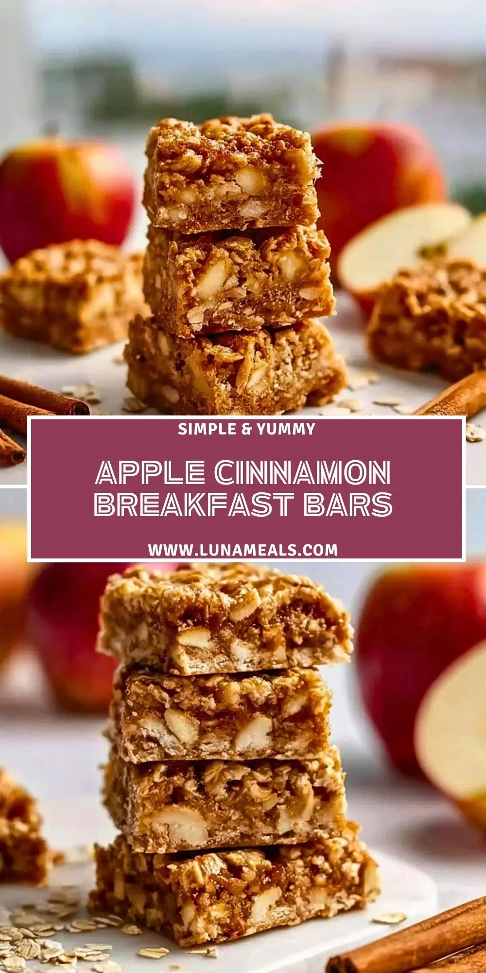 Apple Cinnamon Breakfast Bars Pin 1
