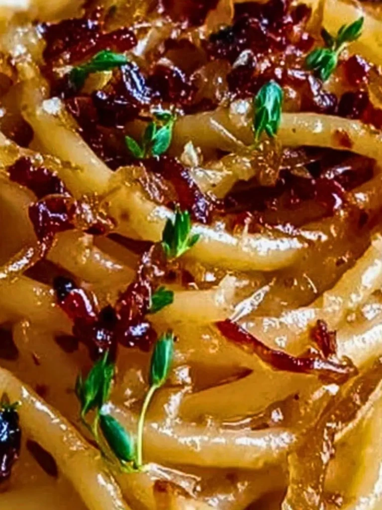 Caramelized Onion Pasta with Chilli Oil (1)