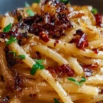 Caramelized Onion Pasta with Chilli Oil