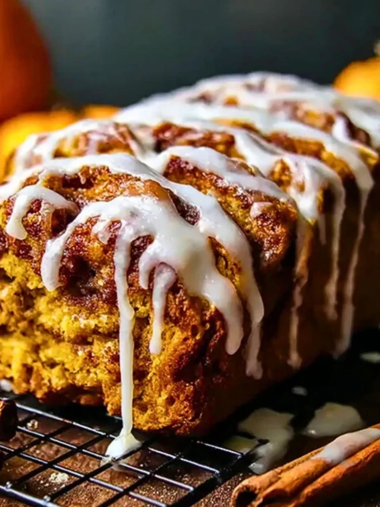 Cinnamon Roll Pumpkin Bread with Cream Cheese Glaze 2
