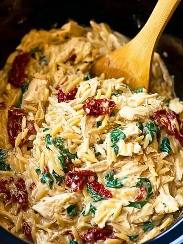 Classic Crockpot Tuscan Chicken Orzo (1)