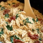 Classic Crockpot Tuscan Chicken Orzo