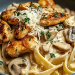 Creamy Garlic Chicken & Mushroom Pasta 1