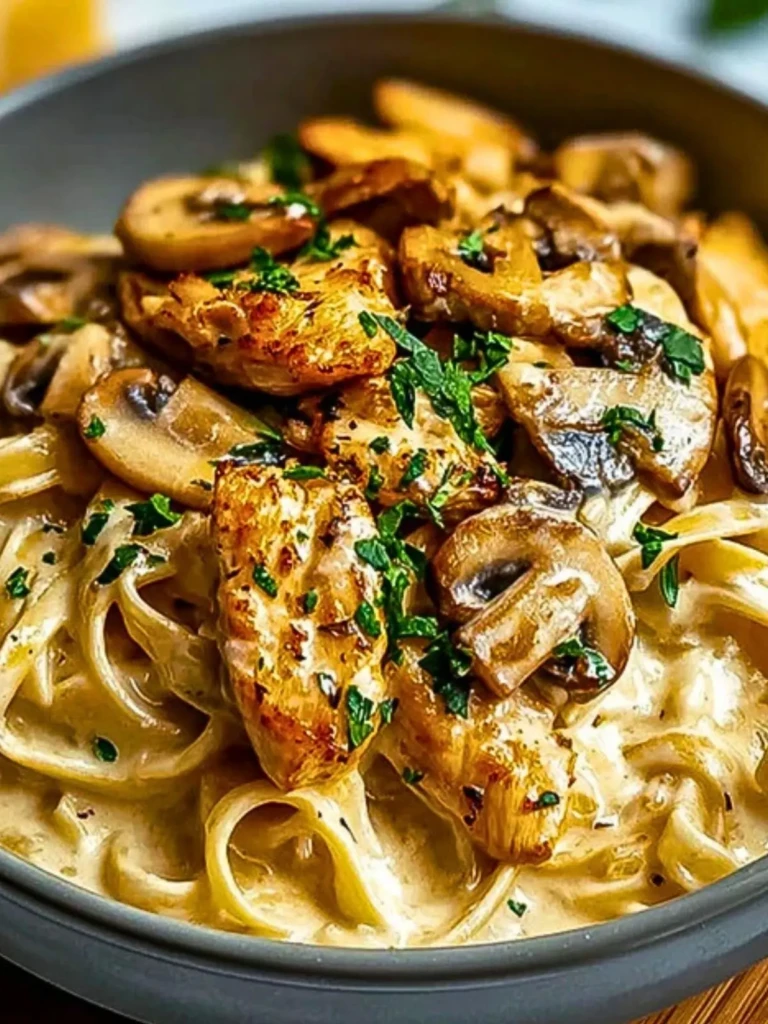 Creamy Garlic Chicken & Mushroom Pasta 2