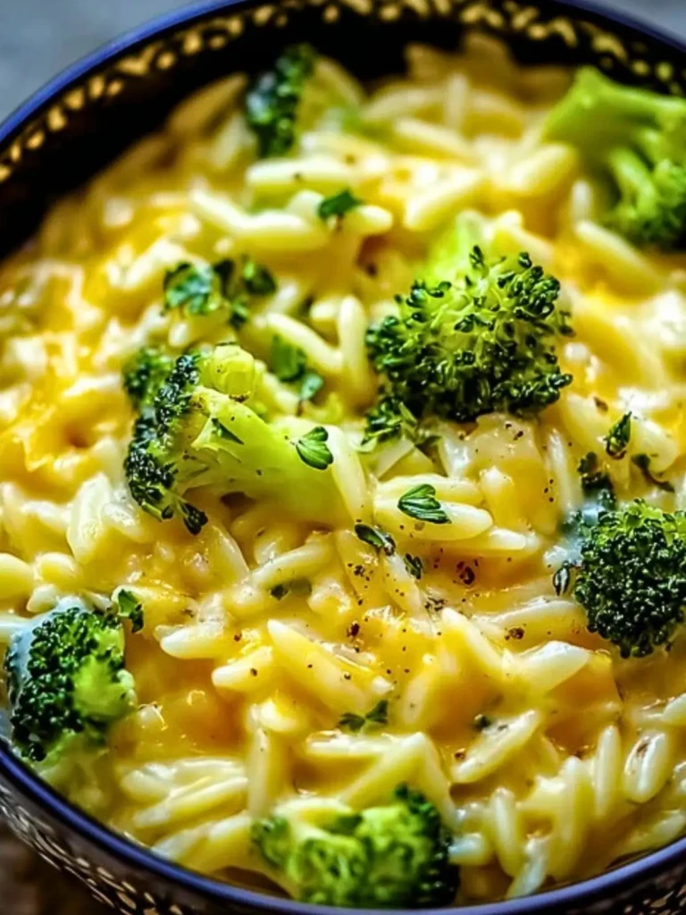 Creamy One-Pot Broccoli Cheddar Orzo