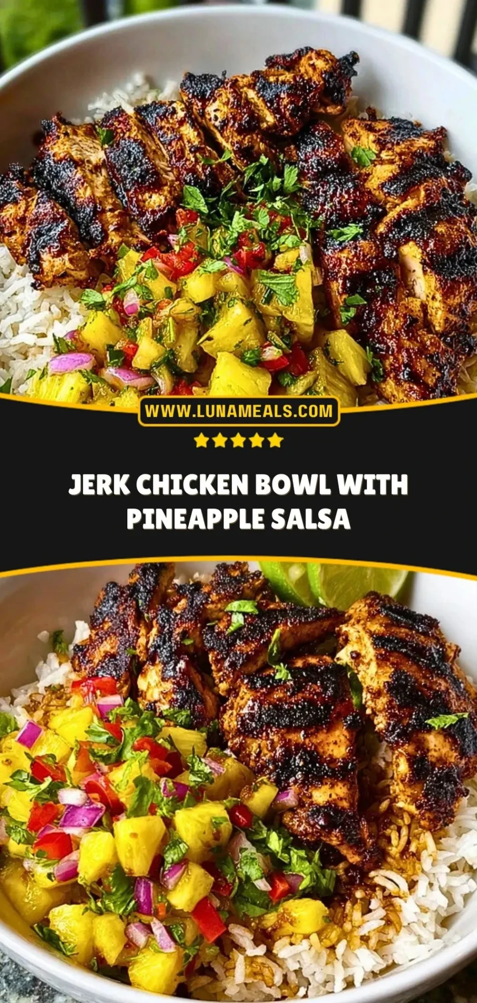 Jerk Chicken Bowl with Pineapple Salsa Pin 2