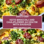 Keto Broccoli and Cauliflower Au Gratin with Sausage Pin 1