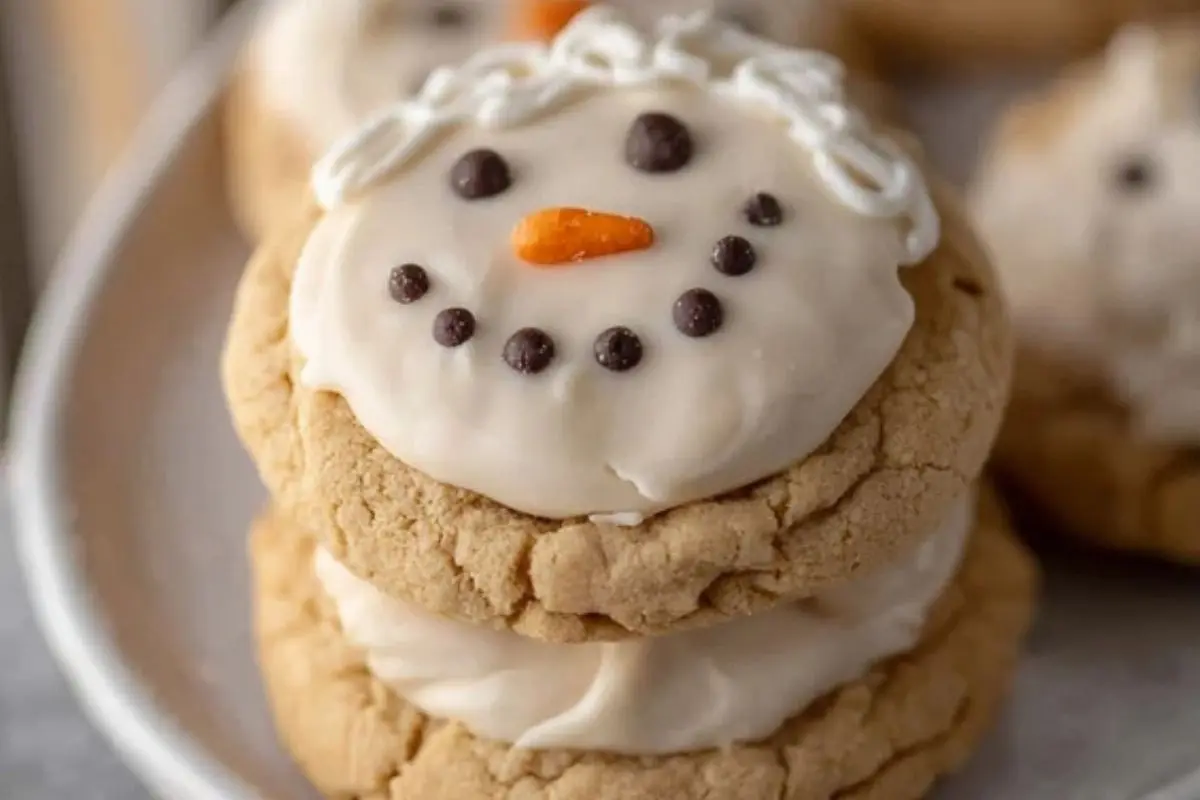 Melted Snowman Peanut Butter Cookies