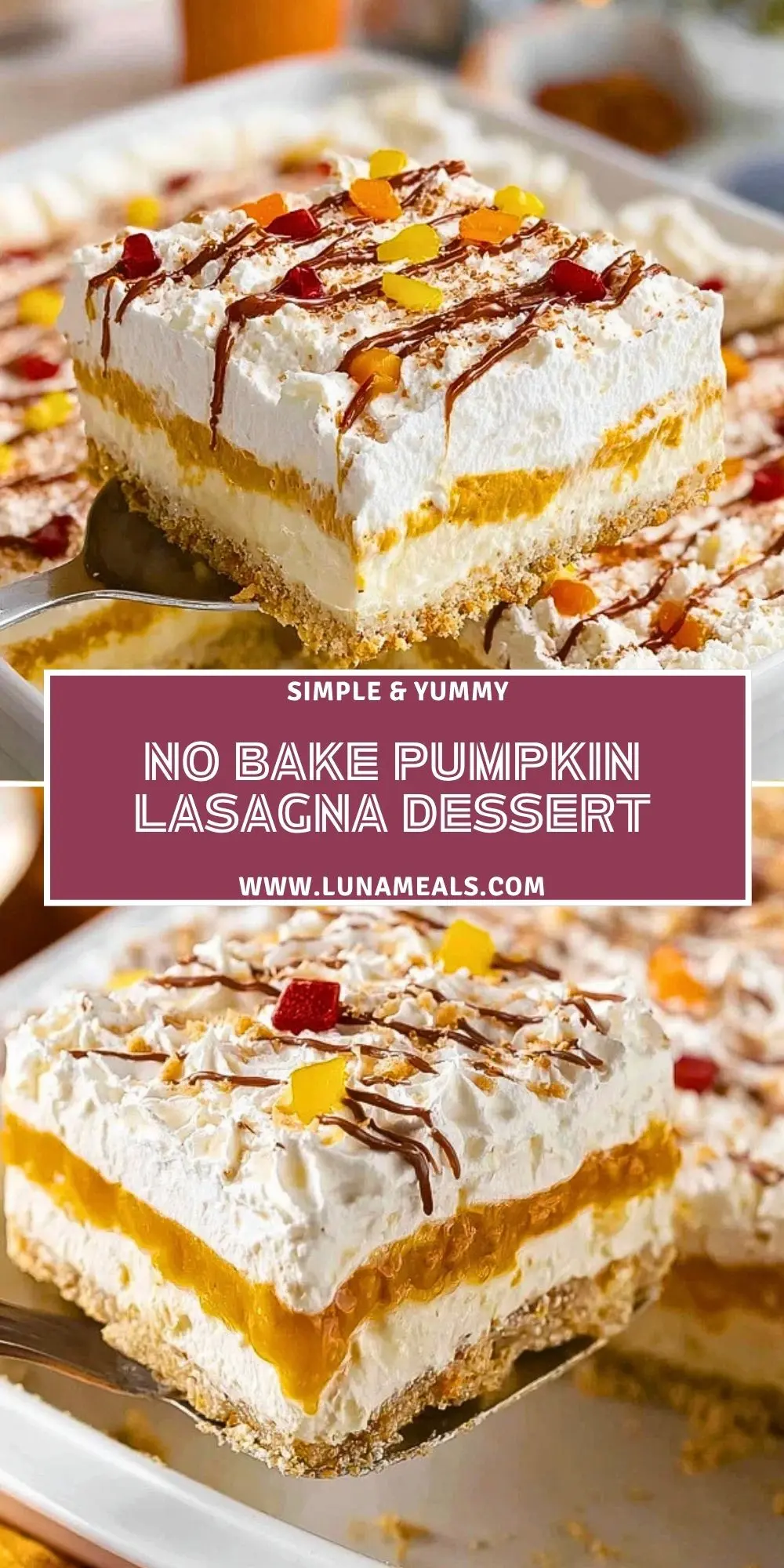 No Bake Pumpkin Lasagna Dessert Pin 1