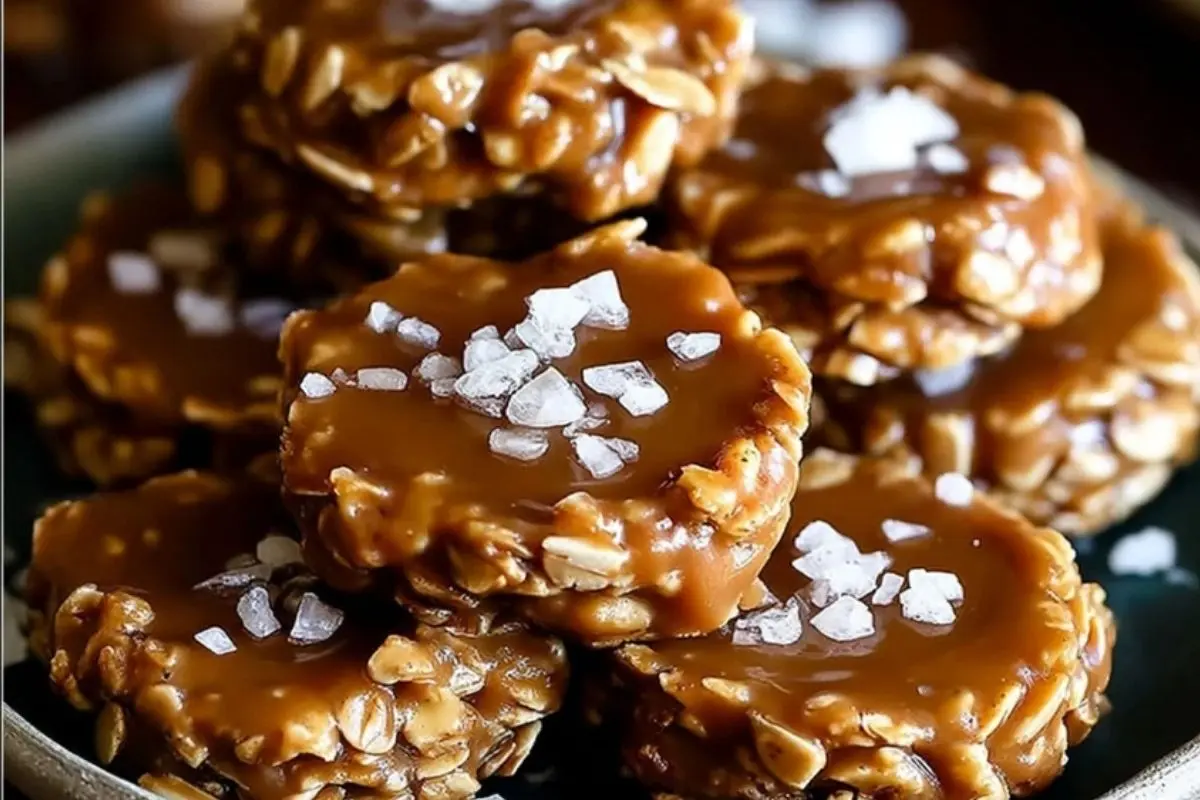 No Bake Salted Caramel Cookies