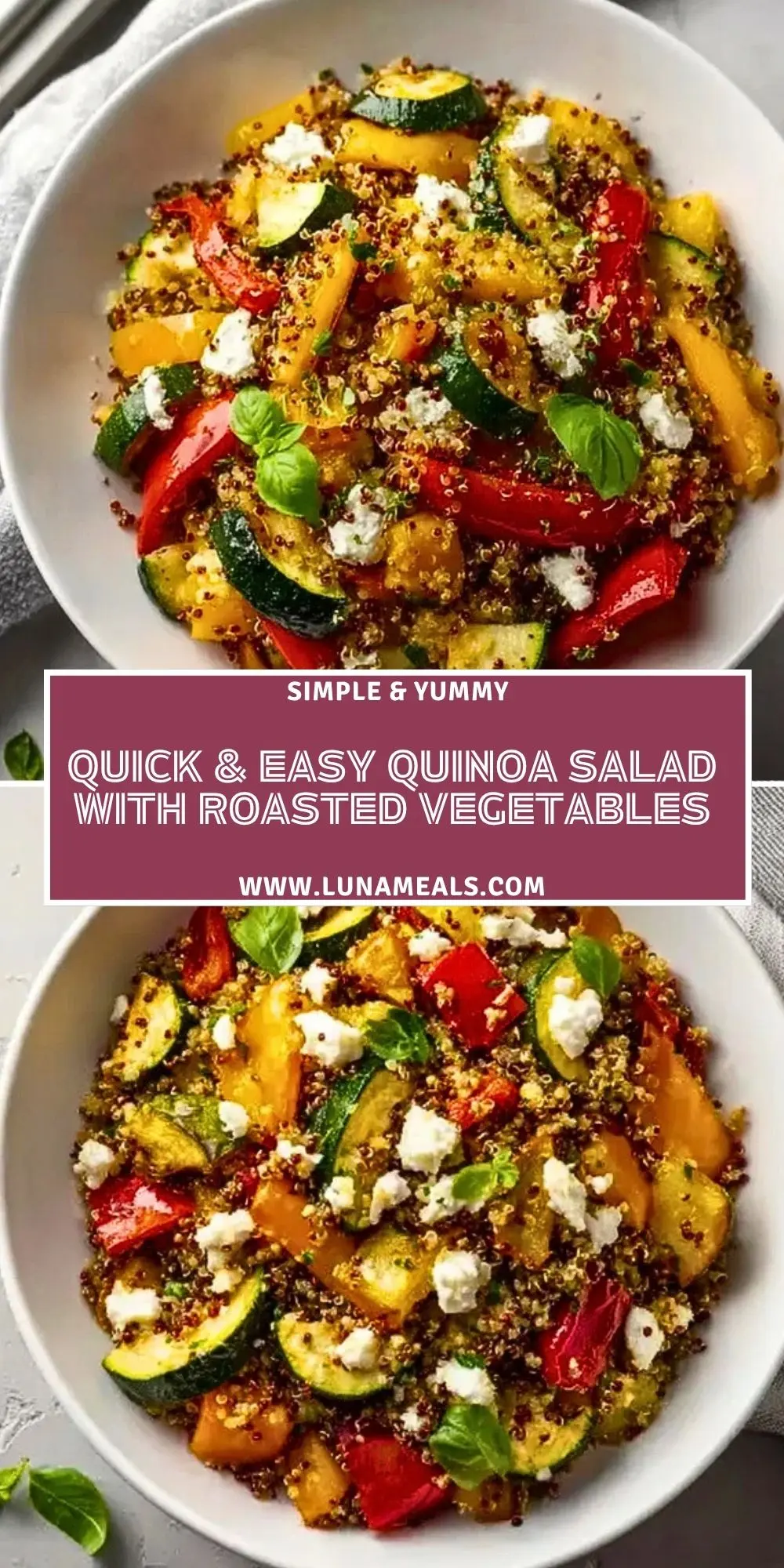 Quick & Easy Quinoa Salad with Roasted Vegetables Pin 1
