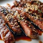 Teriyaki Marinated Beef Strips with Sesame Seeds