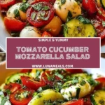 Tomato Cucumber Mozzarella Salad Pin 1