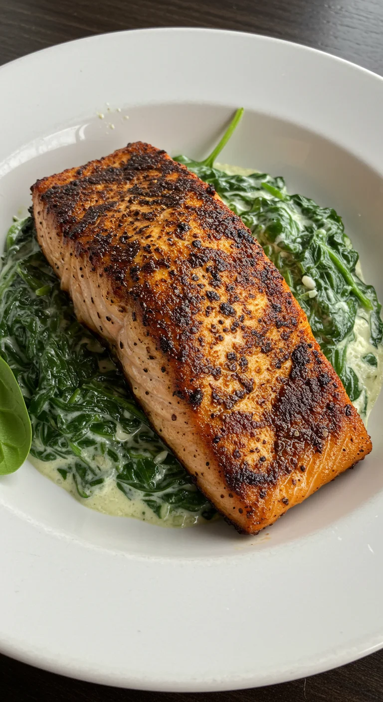 Blackened Salmon Stuffed with Spinach & Parmesan
