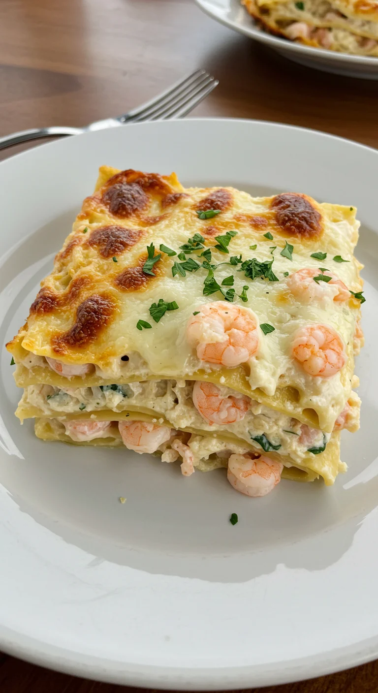 Creamy Garlic Butter Shrimp Scampi Lasagna