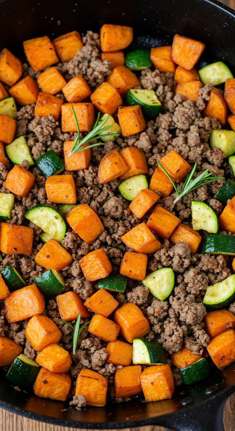 Ground Beef Zucchini Sweet Potato Skillet