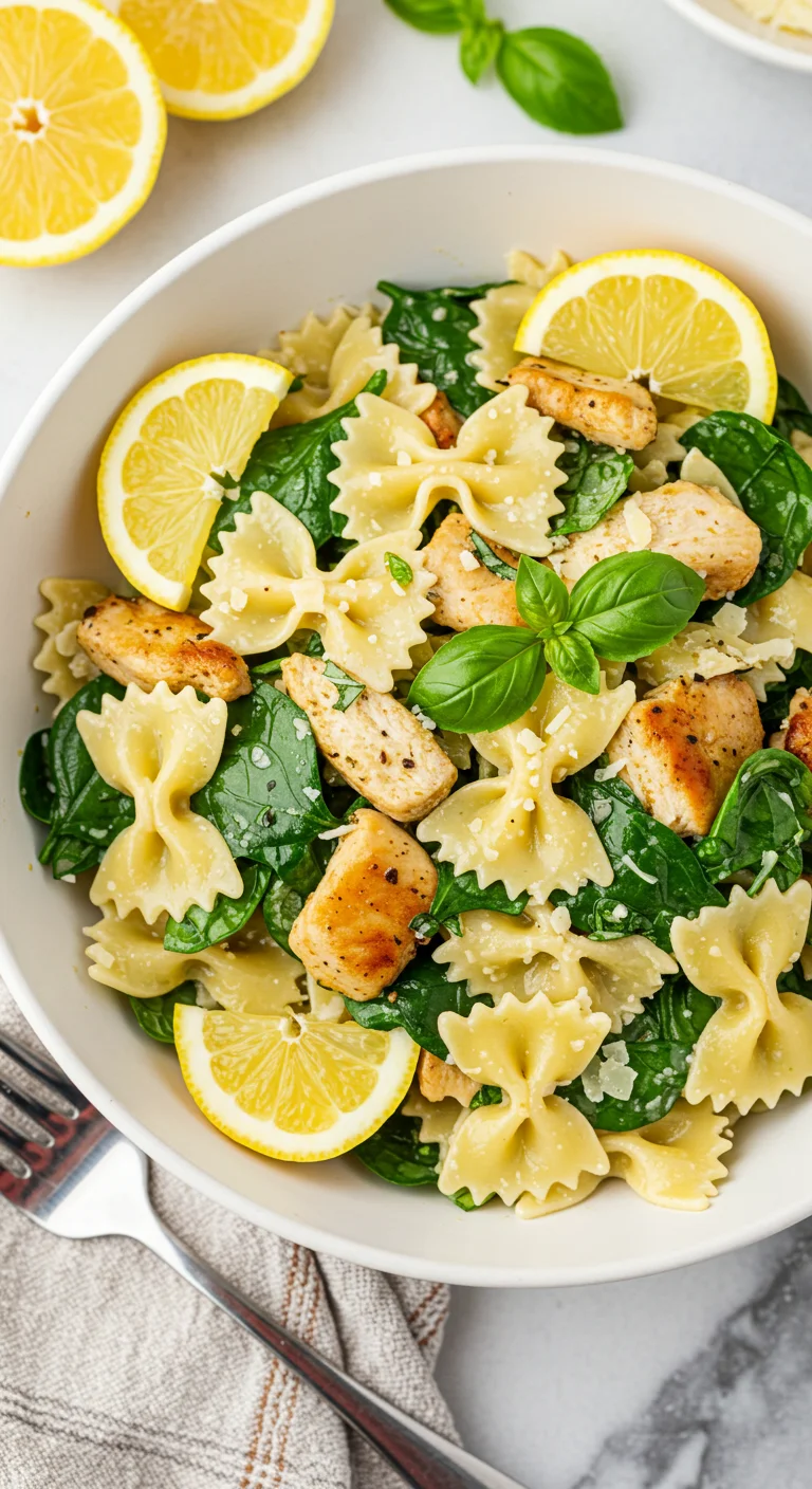 Light Lemon Basil Pasta Salad with Chicken