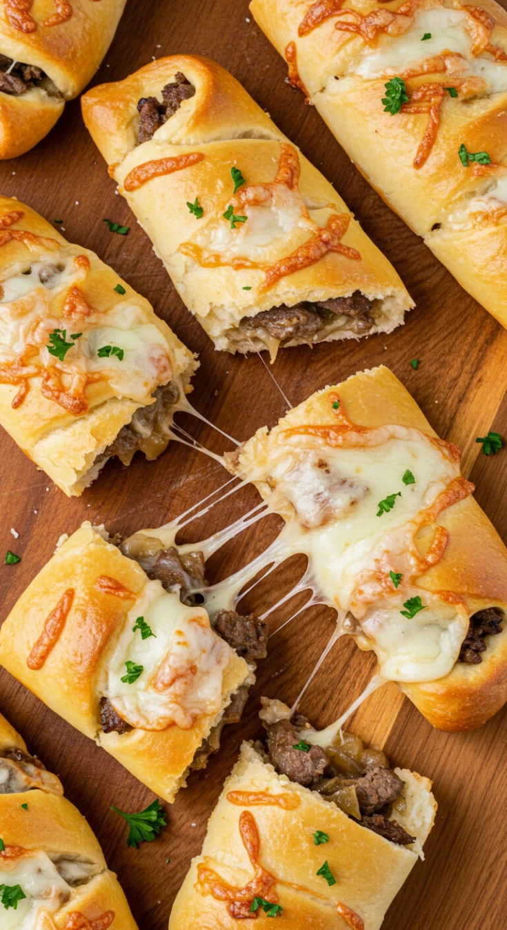 Philly Cheesesteak Stuffed Cheesy Breadsticks Recipe