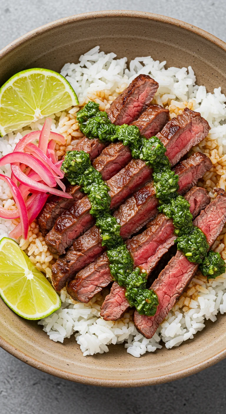 Skirt Steak Rice Bowls with Chimichurri