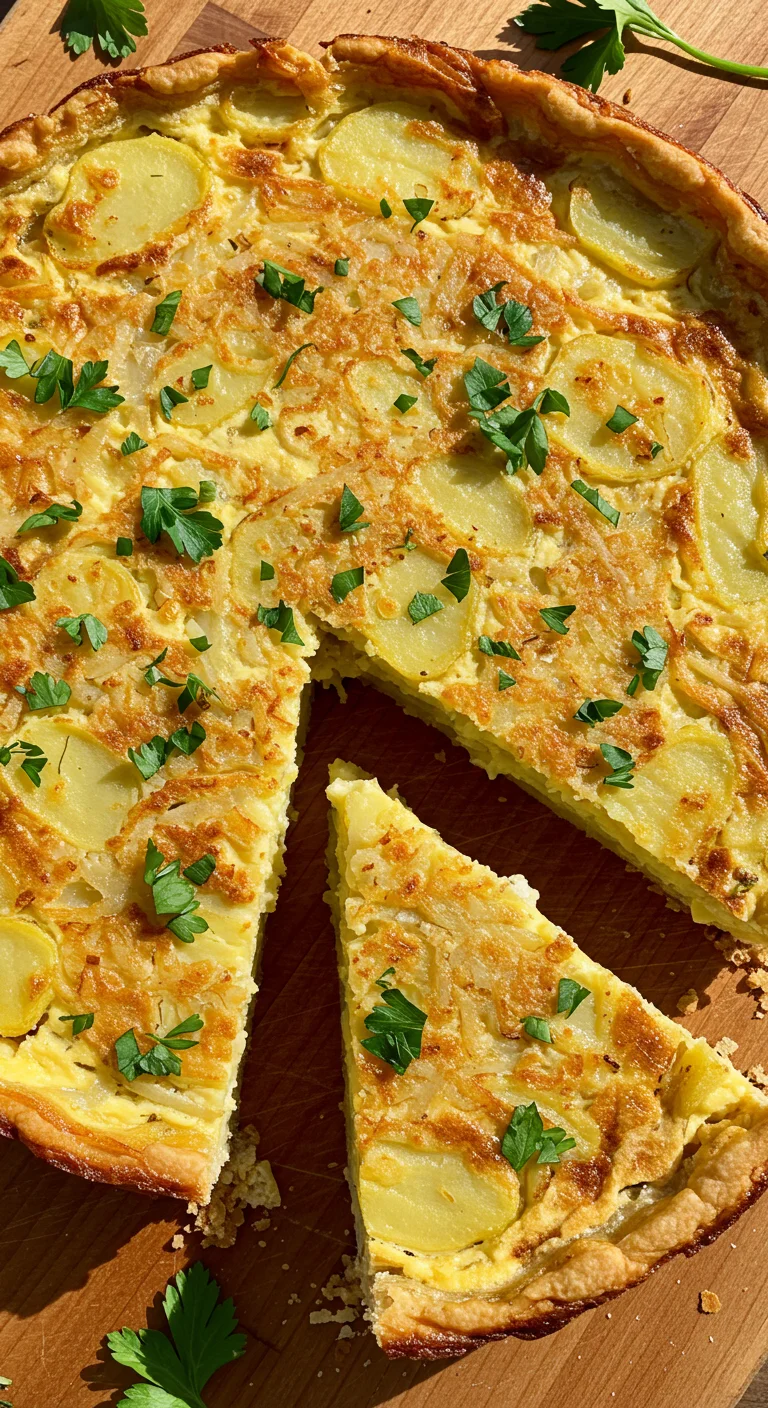 Spanish Tortilla-Inspired Quiche With Hashbrown Crust