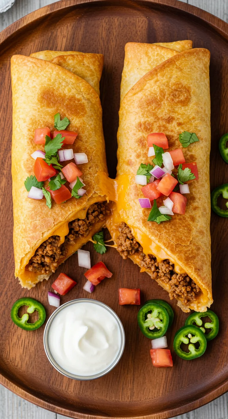 Cheesy Beef Chimichangas