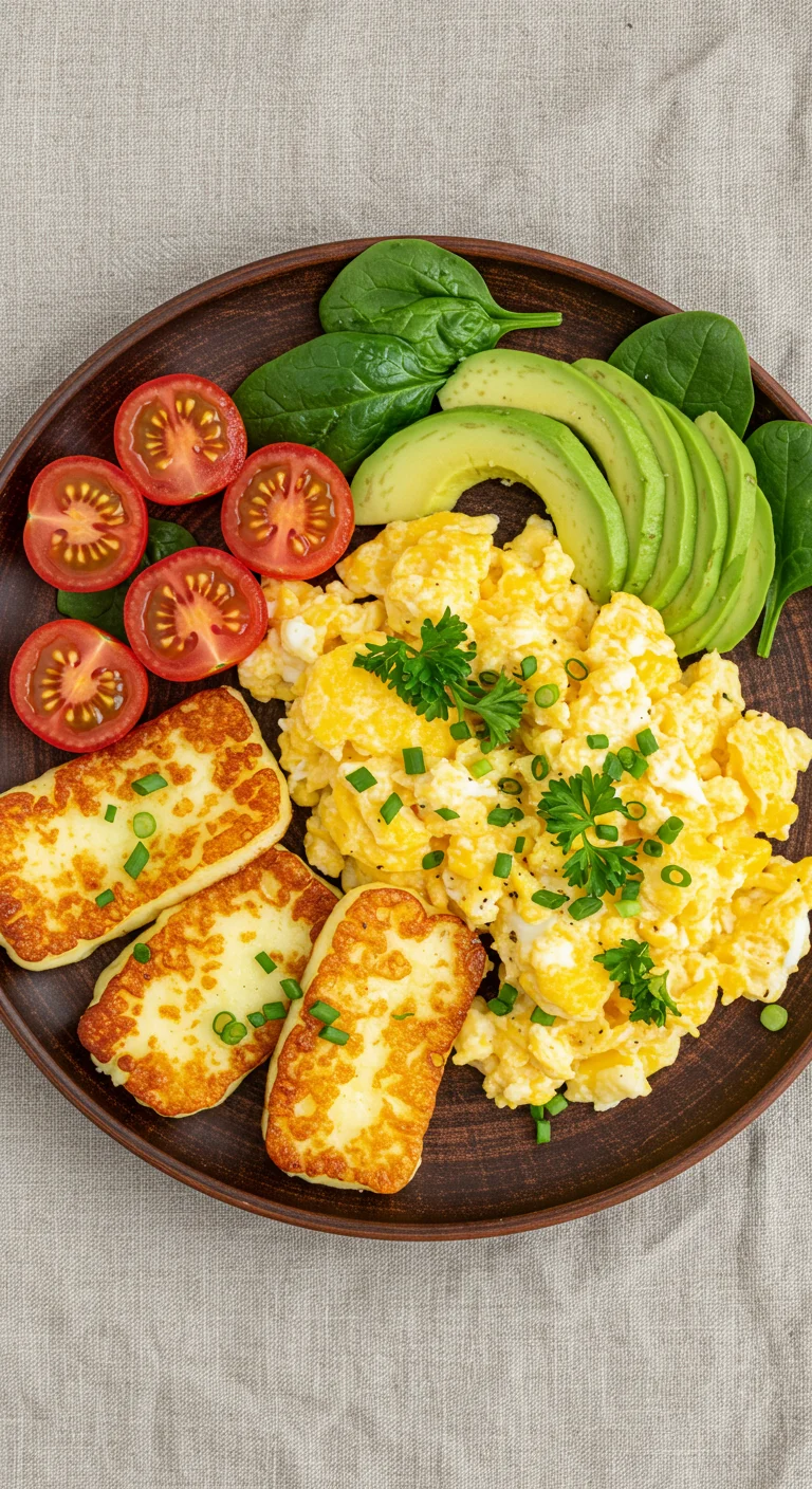 Halloumi and Scrambled Egg Power Plate